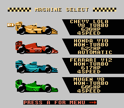 Michael Andretti's World GP screenshot 5 for NES
